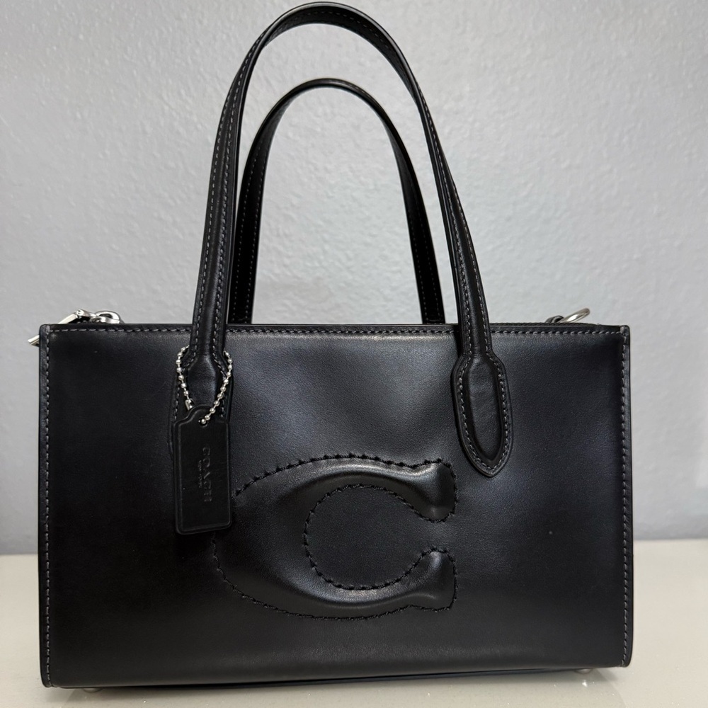 Coach Nina Small Tote Black Leather Satchel